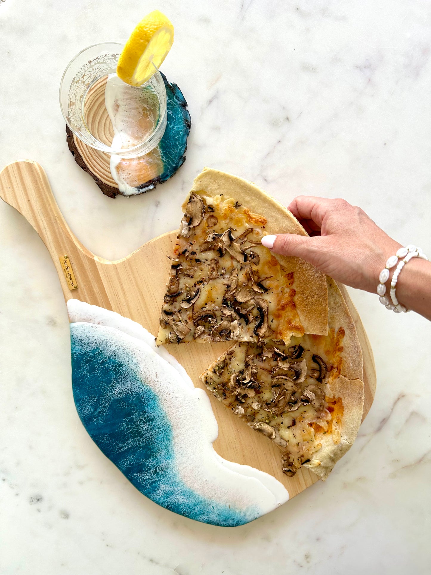 Ocean Resin Art Pizza Board