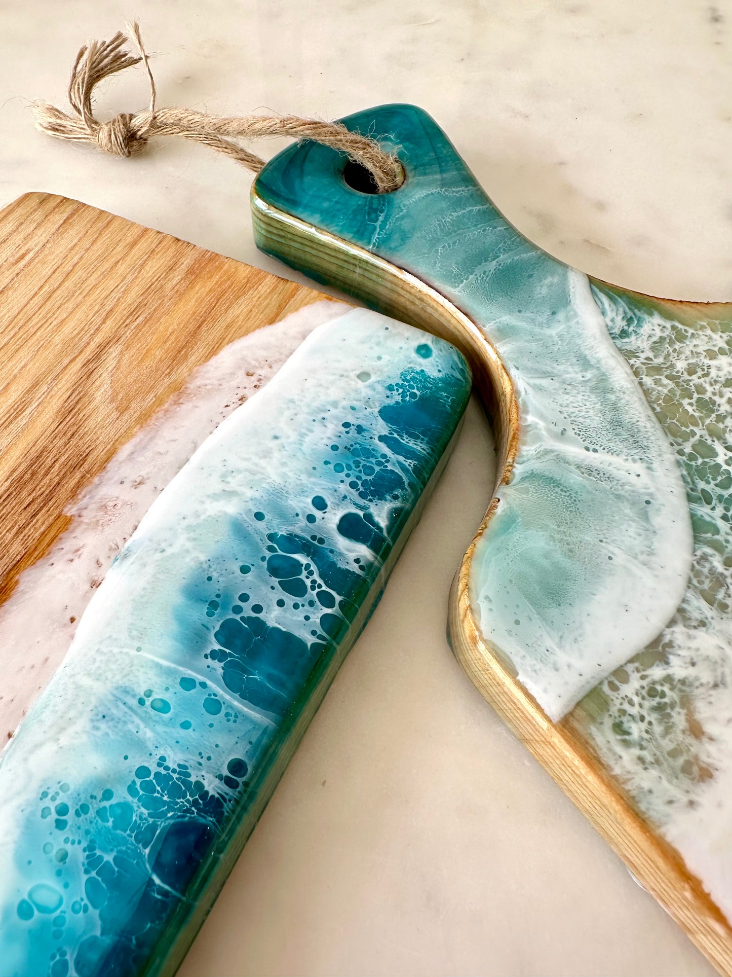 Set of Ocean Resin Art Small Boards x2