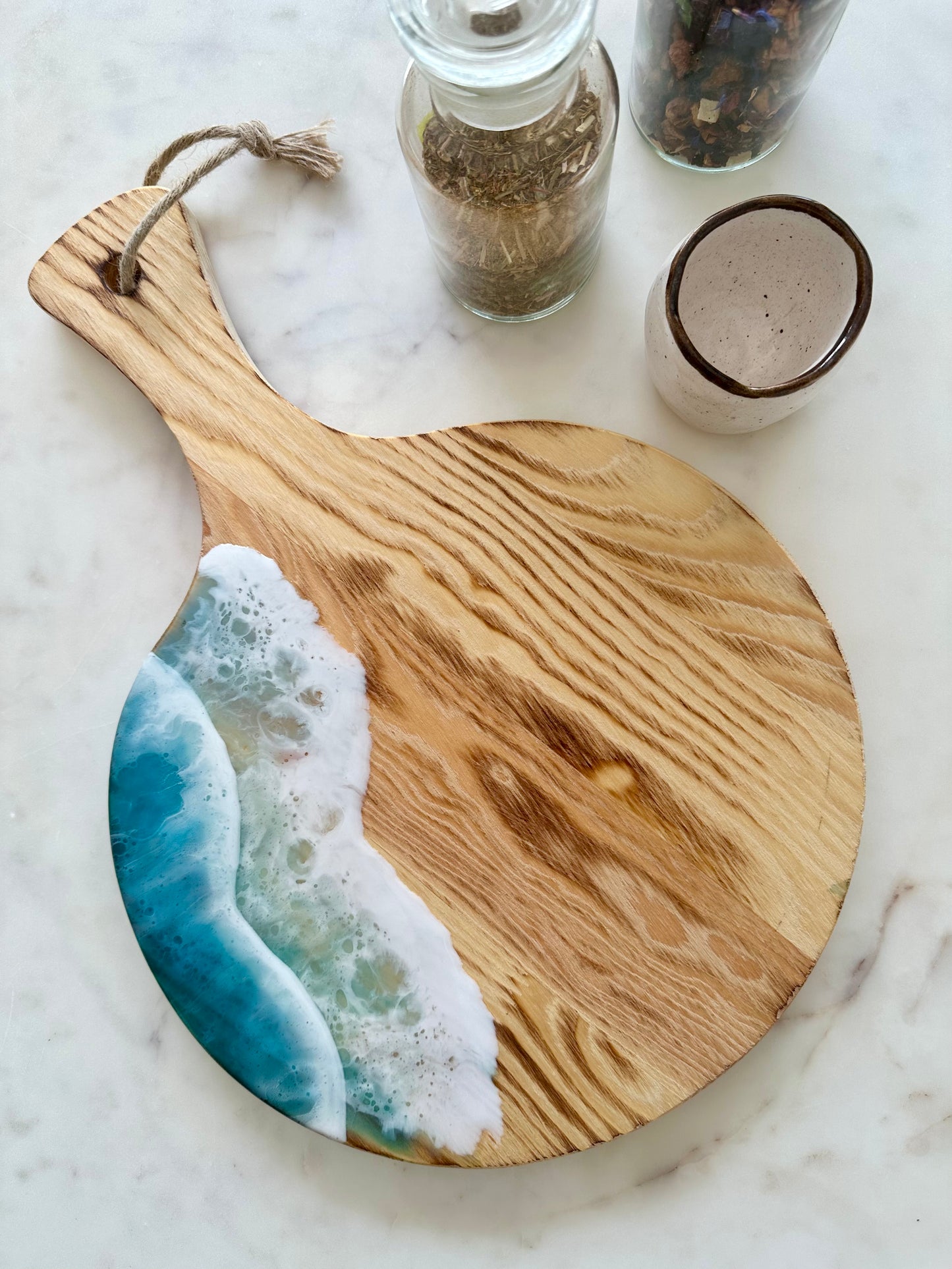 Ocean Resin Art Round Board